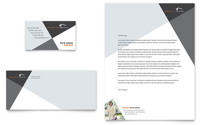 Contemporary & Modern Real Estate - Business Card & Letterhead Template Design