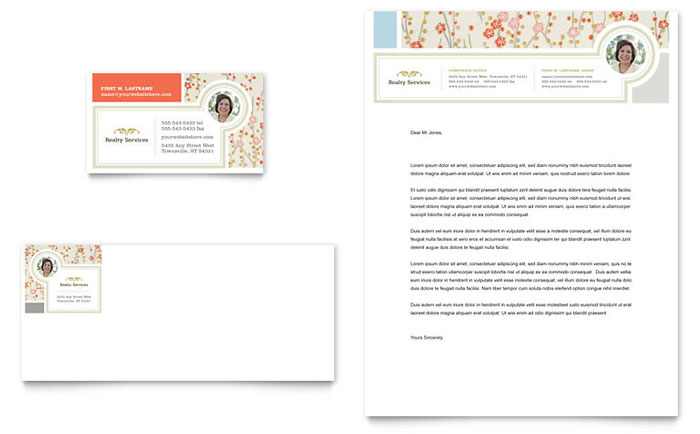 Real Estate Home for Sale Business Card & Letterhead Template Design