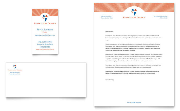 Evangelical Church - Business Card & Letterhead Template Design