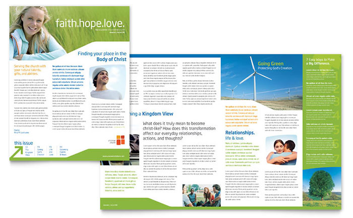 Newsletter Template Design - Christian Church & Youth Ministry