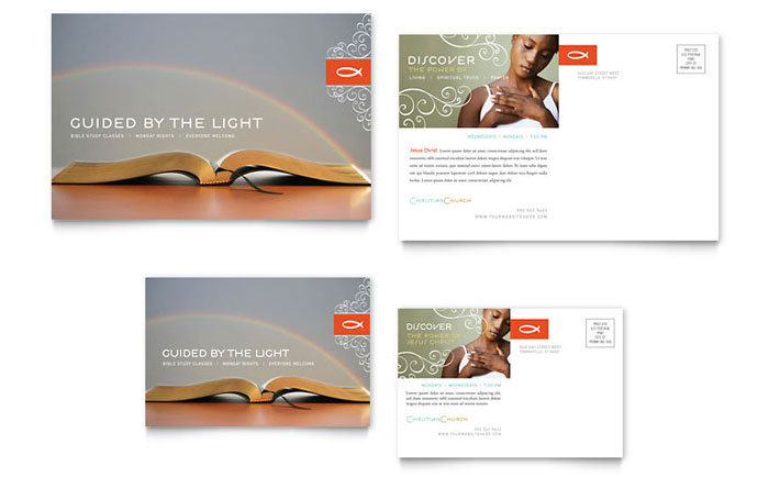 Christian Church Postcard Template Design