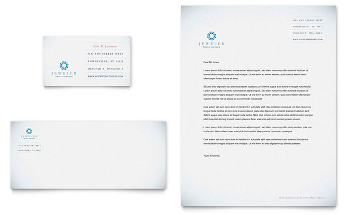 Business Card & Letterhead Template Design - Jeweler & Jewelry Store