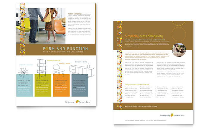 Furniture Store Datasheet Template Design