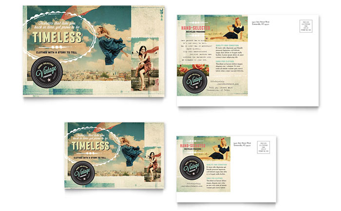 Vintage Clothing - Postcard Template Design