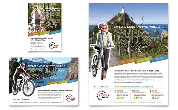 Bike Rentals & Mountain Biking - Flyer & Ad Template Design Sample
