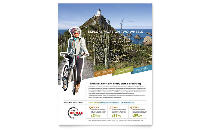 Bike Rentals & Mountain Biking - Flyer Template Design