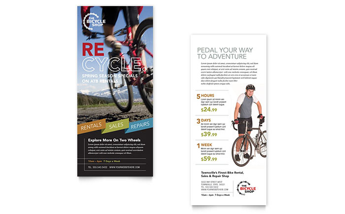 Bike Rentals & Mountain Biking - Rack Card Template Design