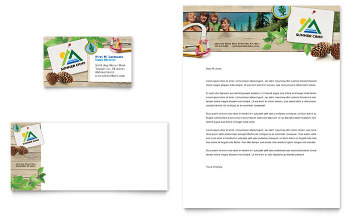 Kids Summer Camp - Business Card & Letterhead Template Design