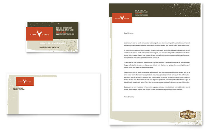 Hunting Guide Business Card & Letterhead Template Design