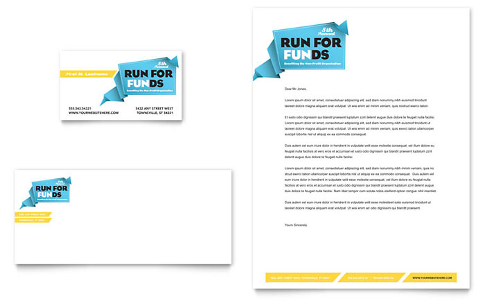 Charity Run - Business Card & Letterhead Template Design
