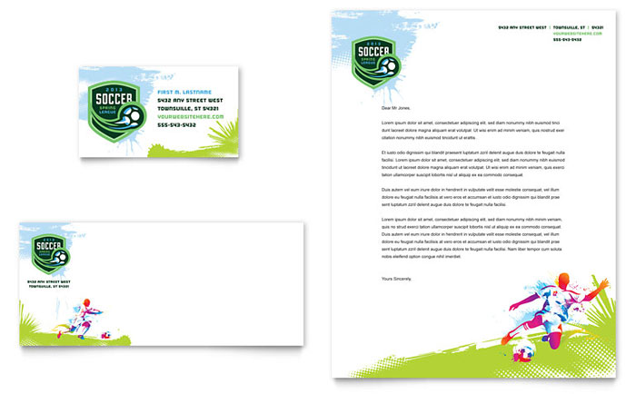 Youth Soccer - Business Card & Letterhead Template Design