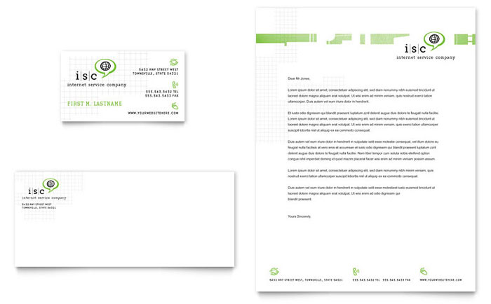 Business Card & Letterhead Template Design - Internet Service Company