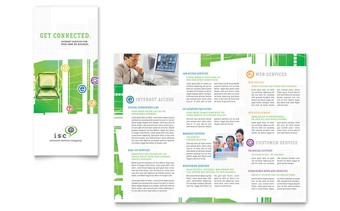 ISP Internet Service - Tri Fold Brochure Template Design