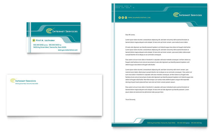 Internet Service Provider Business Card & Letterhead Template Design