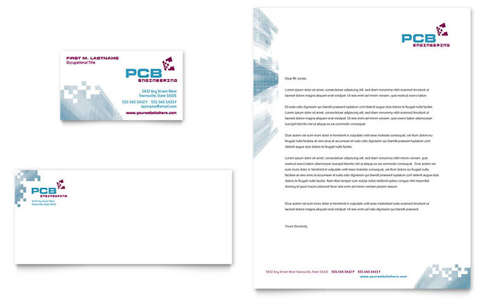 High-Tech Manufacturing Business Card & Letterhead Template Design