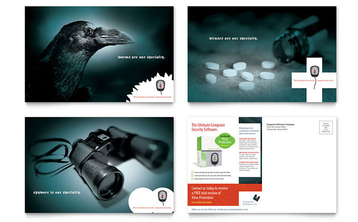 Computer Software Company - Postcard Template Design