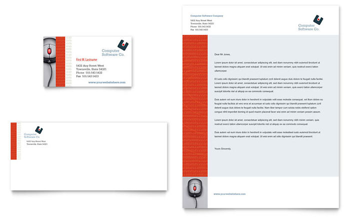 Computer Software Company - Business Card & Letterhead Template Design