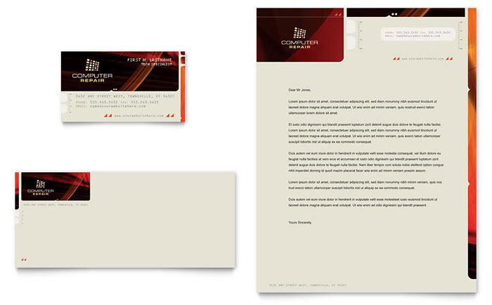 Business Card & Letterhead Template Design - Computer Repair