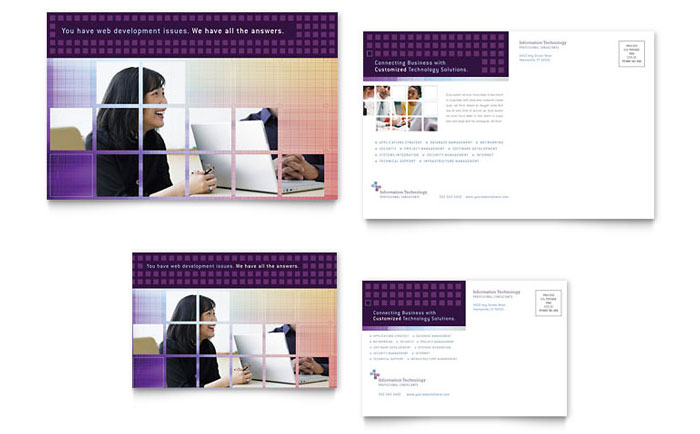Postcard Template Design - Information Technology Consultants