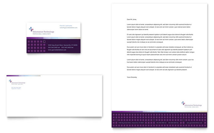 Business Card & Letterhead Template Design - Information Technology Consultants