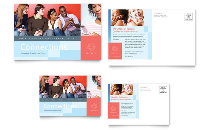Communications Company Postcard Template Design