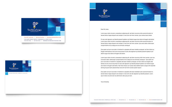 Business Card & Letterhead Template Design - Technology Consulting