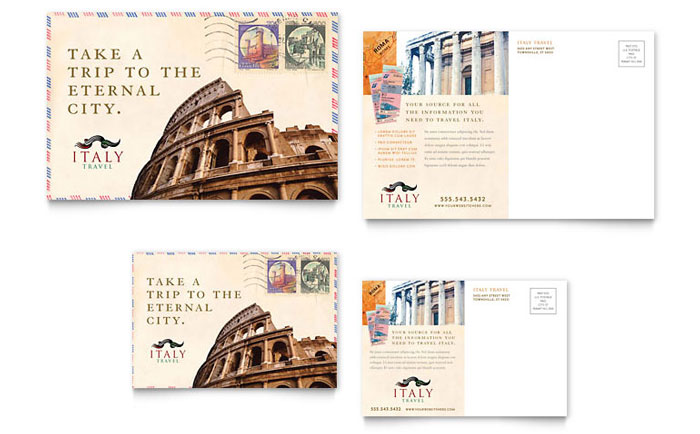 Postcard Template Design - Italy Travel