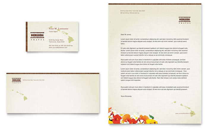 Hawaii Travel Vacation Business Card & Letterhead Template Design