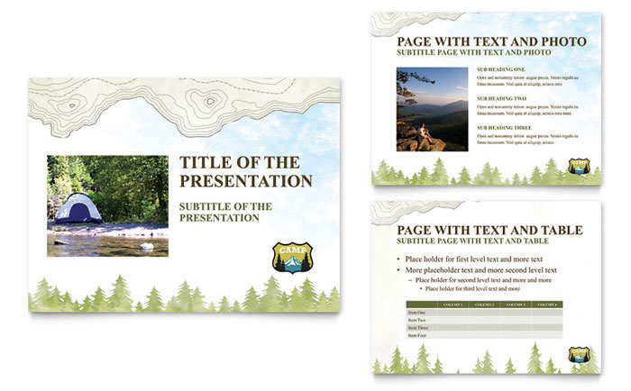 Campgrounds, Parks & Recreation PowerPoint Presentation Template Design