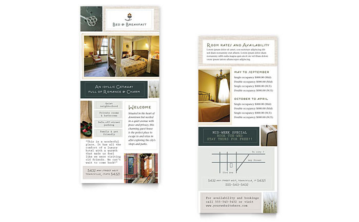 Bed & Breakfast Motel Rack Card Template Design