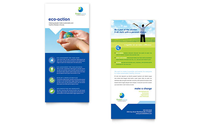 Green Living & Recycling Rack Card Template Design