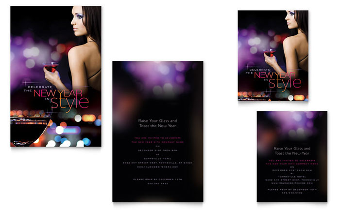 New Year Invite Note Card