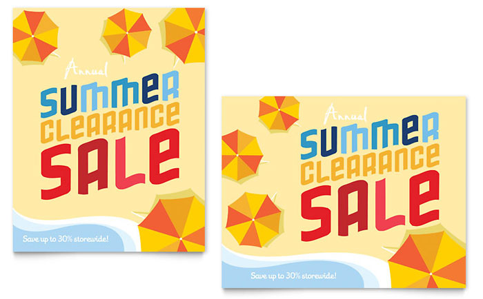 Summer Beach - Sale Poster Template Design Sample