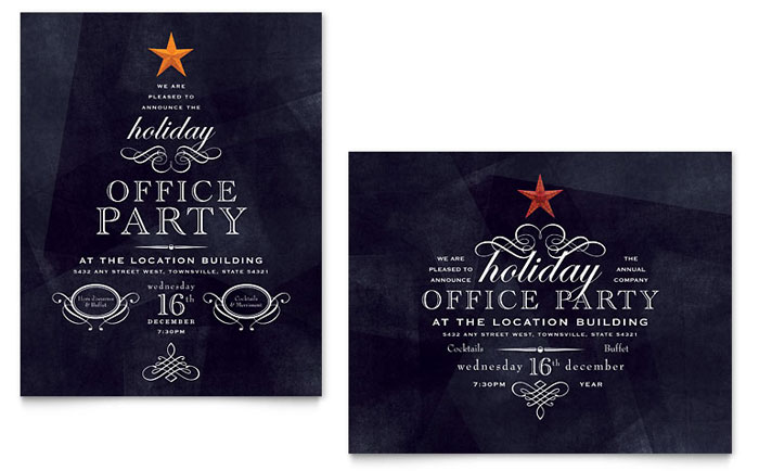 Office Holiday Party Poster Template Design