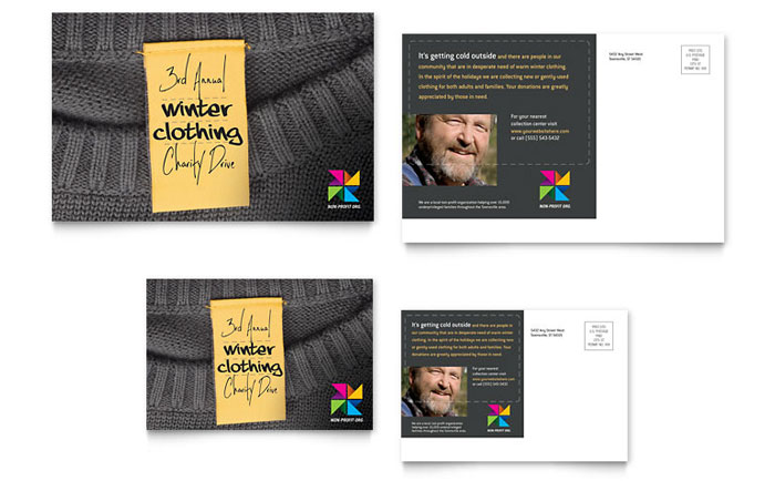 Winter Clothing Drive - Postcard Template Design