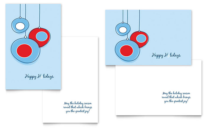 Holiday Ornament Balls - Greeting Card Template Design Sample