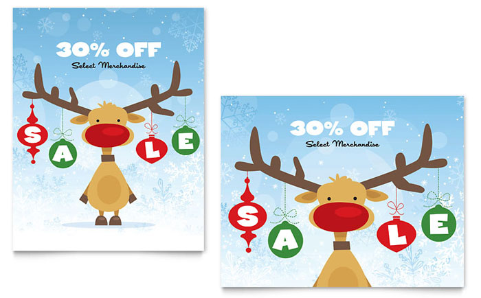 Reindeer Snowflakes Sale Poster