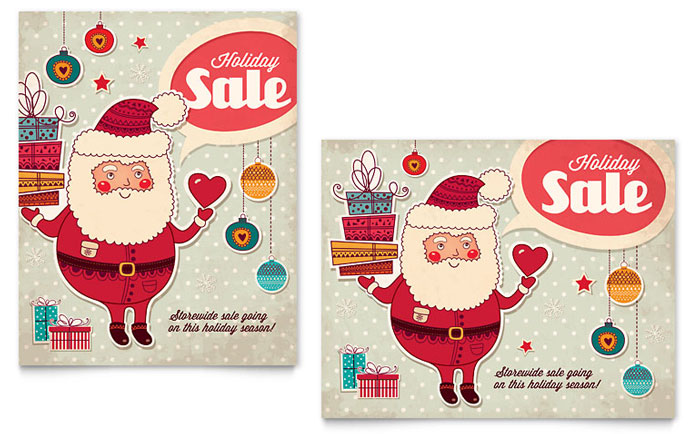 Retro Santa - Sale Poster Template Design Sample