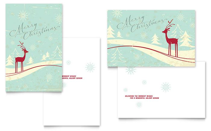 Antique Deer - Greeting Card Template Design Sample