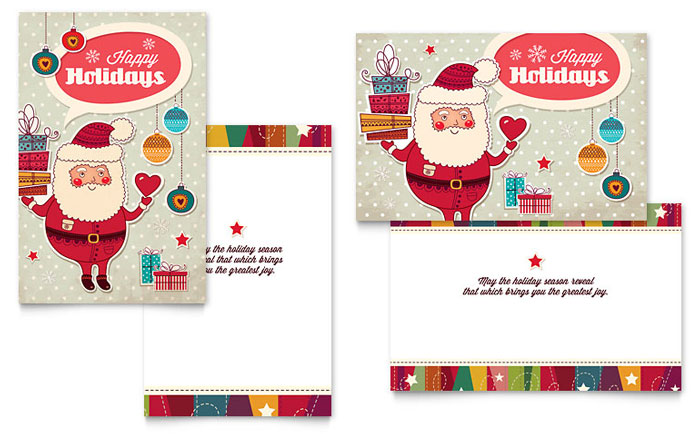 Retro Santa - Greeting Card Template Design Sample