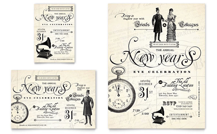Vintage New Year's Party - Flyer & Ad Template Design Sample