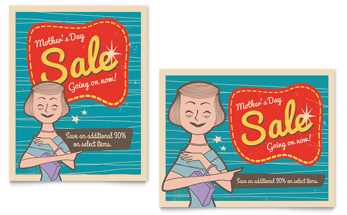 Retro Mother’s Day - Sale Poster Template Design Sample