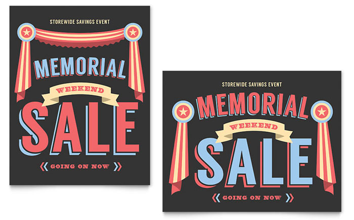 Memorial Weekend - Sale Poster Template Design Sample