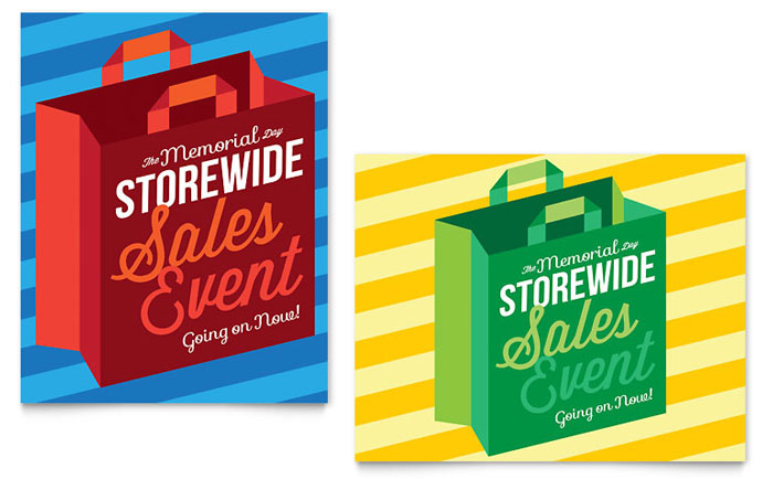 Memorial Day - Sale Poster Template Design Sample
