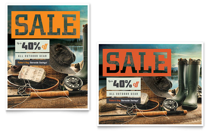 Fishing Gear - Sale Poster Template Design Sample