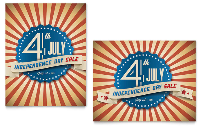 4th of July - Sale Poster Template Design Sample
