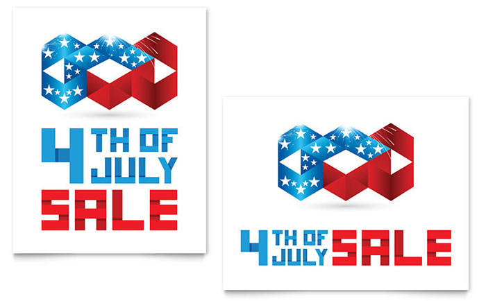 July 4th Patriotic - Sale Poster Template Design Sample