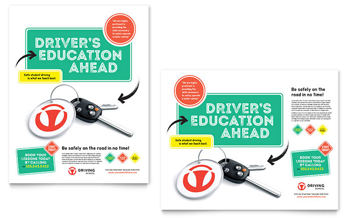 driving school poster template design driving templates