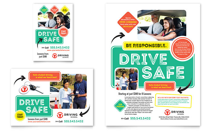 driving school flyer ad template design advert flyers