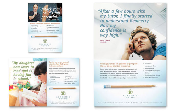 academic tutor school flyer ad template design